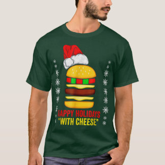 Camiseta Engraçado Papai Noel Que Queijo De Natal Floco De