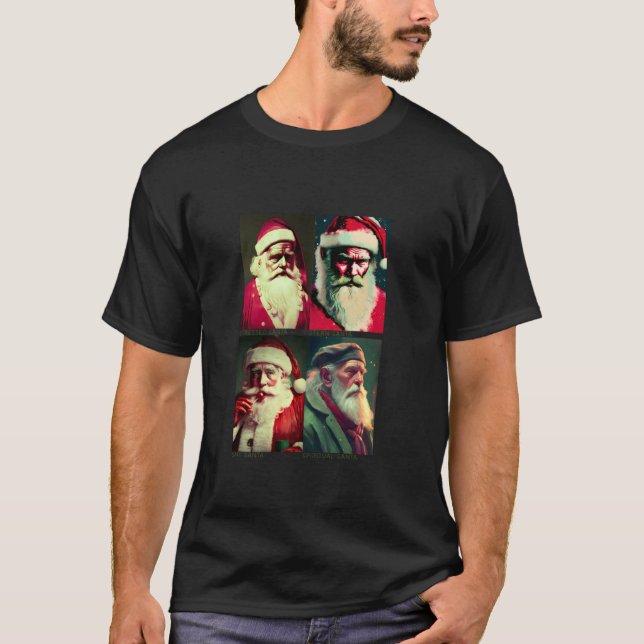 Camiseta Engraçado Papai Noel Rosto Imagens De Natal Xma (Frente)