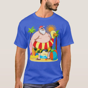 Camiseta Engraçado Papai Noel Tropical Summer Hawaii Natal