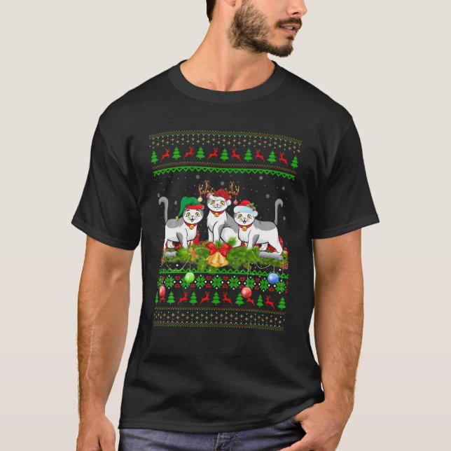 Camiseta Engraçado Papais noeis de Iluminação do Xmas Feio  (Frente)