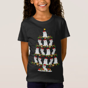Camiseta Engraçado Papais noeis de Iluminação Maltipoo Árvo