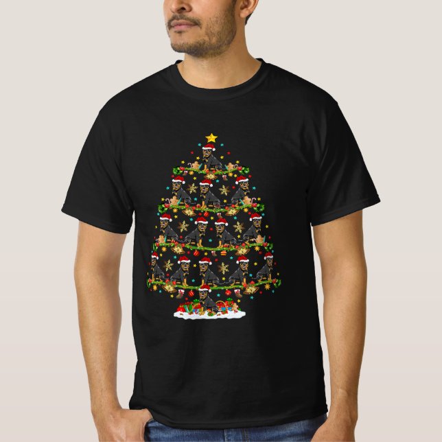 Camiseta Engraçado Papais noeis de Iluminação Xmas Rottweil (Frente)