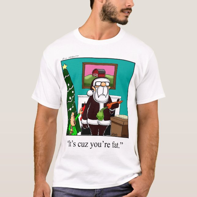 Camiseta Engraçado Papais noeis de Natal T-shirt de desenho (Frente)