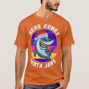 Camiseta Engraçado Papais noeis de tubarão-natalino, fantas