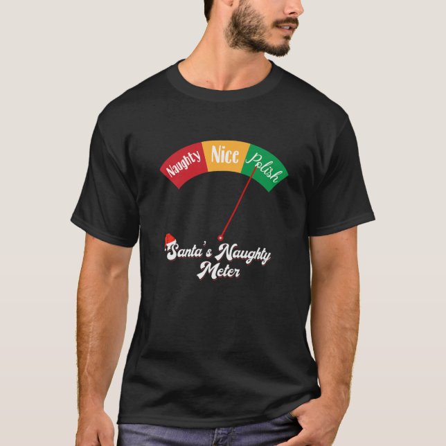 Camiseta Engraçado Papais noeis Poloneses Naughn Meter Pola (Frente)