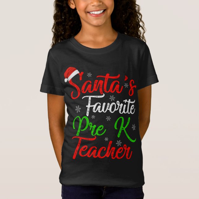 Camiseta Engraçado Papais noeis Xmas Favoritos Pré K Profes (Frente)