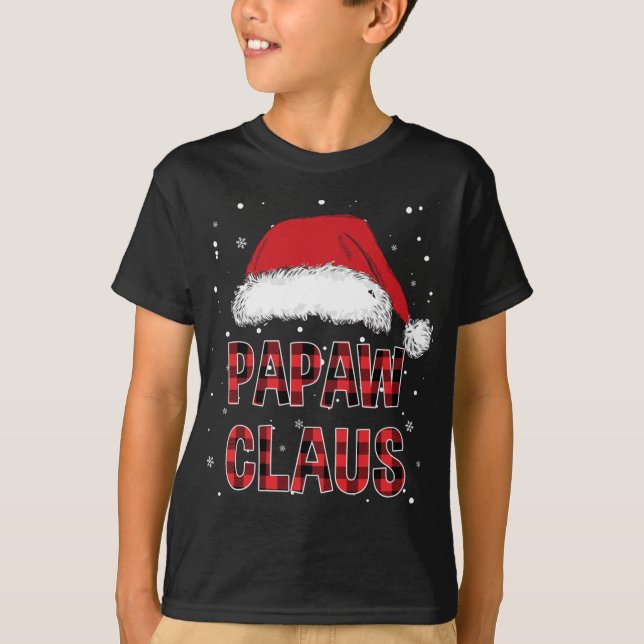 Camiseta Engraçado Papaw Claus Red Xadrez Família Natal Pjs (Frente)