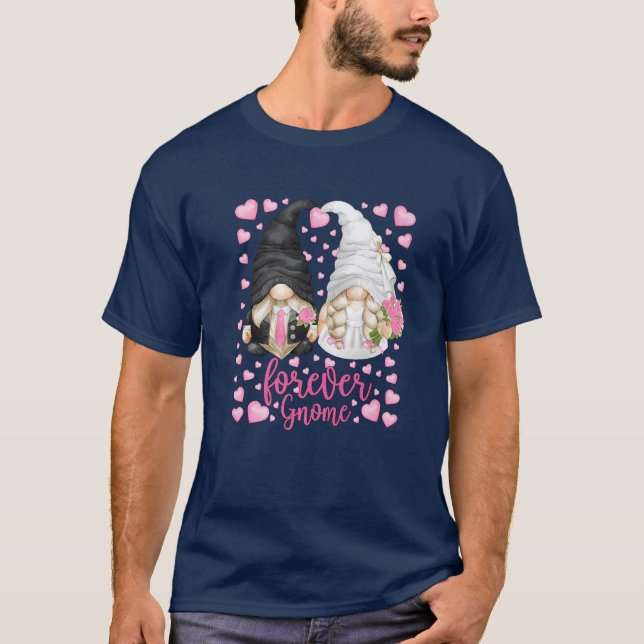 Camiseta Engraçado para sempre Gnomo - Unique Casamento Gno (Frente)