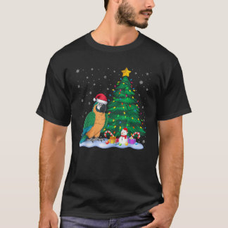 Camiseta Engraçado Parrot Xmas Tree Lights Reindeer Hat Chr