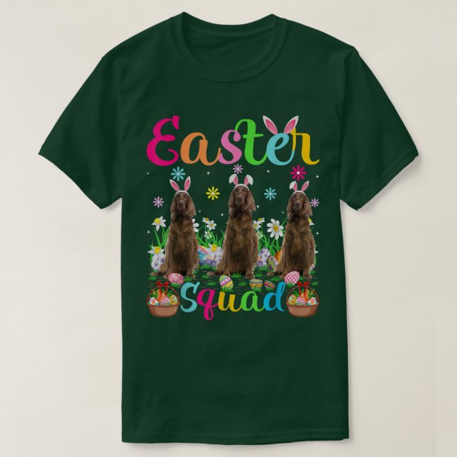 Camiseta Engraçado Páscoa Coelhinho Ouvido Irlandês Cachorr (Frente do Design)
