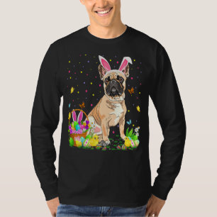 Camiseta Engraçado Páscoa no Ovo Caça ao Bulldog Francês Pá