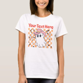 Camiseta Engraçado Pastel Ghost Retro Halloween Texto Perso