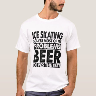 Camiseta Engraçado patinação com gelo e cerveja resolve meu