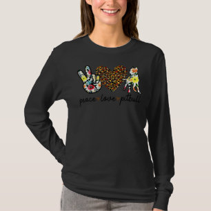 Camiseta Engraçado Paz Amor Cachorro Pitbull