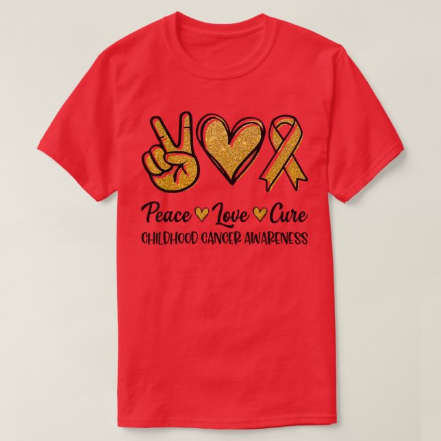 Camiseta Engraçado Paz Amor Cura Consciência de Canceres In (Frente do Design)