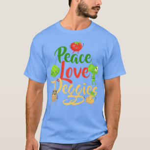 Camiseta Engraçado Paz Amor Vegggs Slogan Vegans Veganismo 