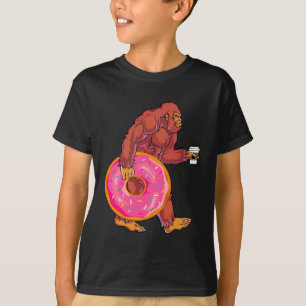 Camiseta Engraçado Pé Grande Andando com Grande Rosquinha e