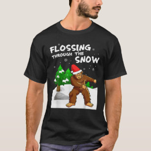 Camiseta Engraçado Pé Grande De Natal A Passar Pela Neve