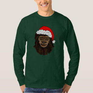 Camiseta Engraçado Pé-Grande Em Santa Hat Sasquatch Humor T