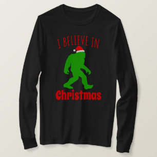 Camiseta Engraçado Pé Grande Eu Acredito No Natal