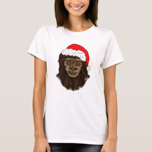 Camiseta Engraçado Pé-Grande No Humor Sasquatch De Santa Ha