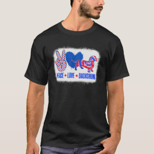 Camiseta Engraçado Peace Love Dachshund Dog USA Flag Tie Dy