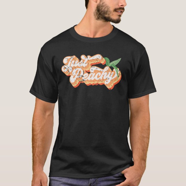Camiseta Engraçado, Peachy Retro 70S Georgia Peaches Verão (Frente)