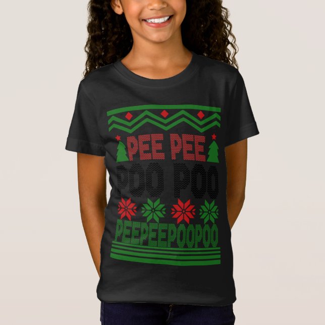 Camiseta Engraçado Pee Poo Poo Poo Feio Suor de Natal Suado (Frente)