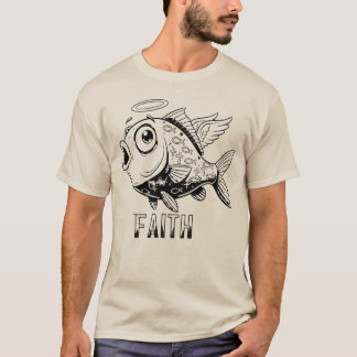 Camiseta Engraçado Peixe Cristão Estranho Minimalista Até J