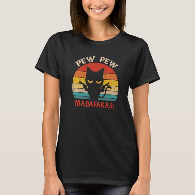 Camiseta Engraçado Peixe Pew Engraçado Prêmio Gato (Frente)