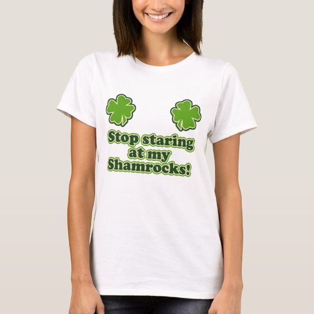 Camiseta Engraçado pelas mulheres do Shamrock (Frente)