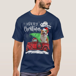 Camiseta Engraçado Pembroke Welsh Corgi Red Truck No Natal
