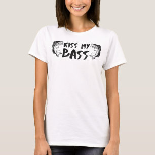 Camiseta Engraçado Pesca Beija Meu Texto Preto Bass Com Fi 