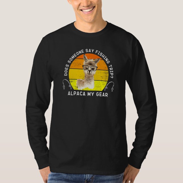 Camiseta Engraçado Pescar Alpaca Meu Pescador de Artes Angl (Frente)