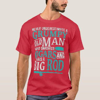 Camiseta Engraçado Pescar Humor Velho Engraçado Cigarros Ha