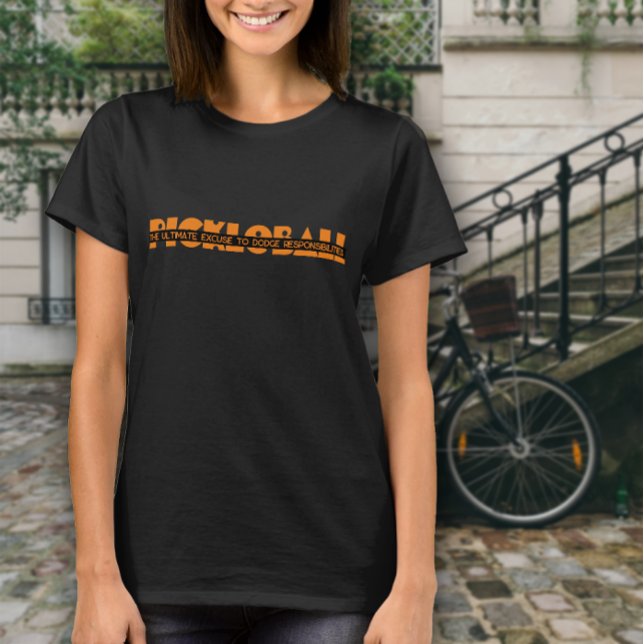 Camiseta Engraçado Pickleball para mulheres e slogan laranj (Criador carregado)