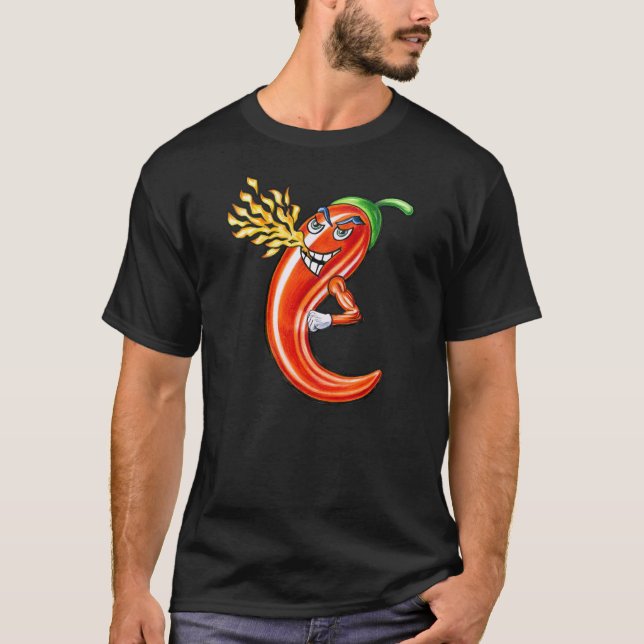 Camiseta Engraçado Picy Chili Em Fogo (Frente)