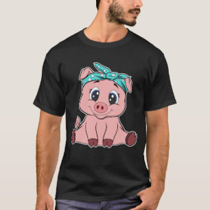 Camiseta Engraçado Pig Bandana Bonito Amantes do Piggy Pres