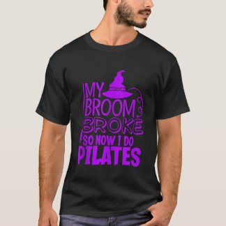 Camiseta Engraçado Pilates Halloween Gym Exercise Bruxas Ha
