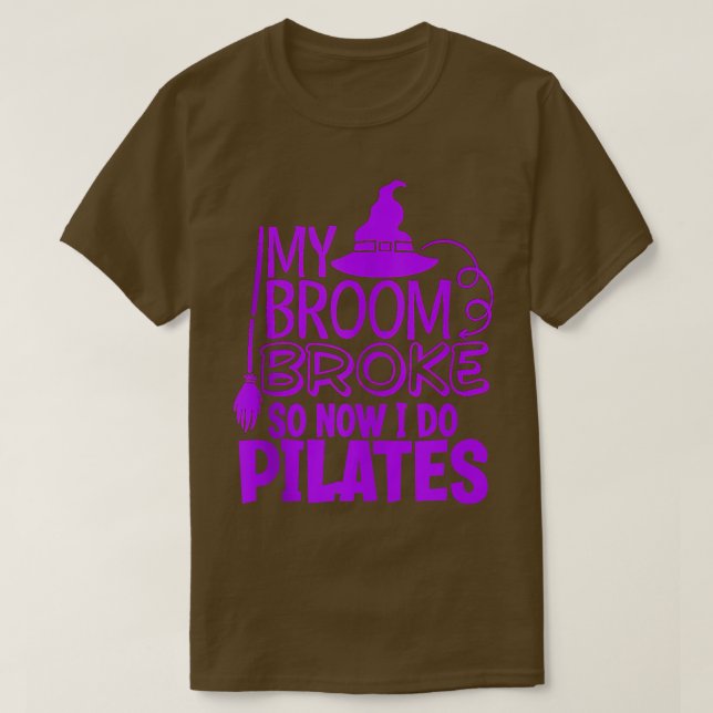 Camiseta Engraçado Pilates Halloween Gym Exercise Bruxas Ha (Frente do Design)