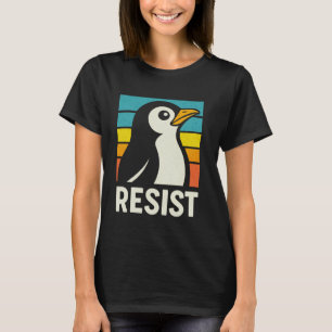 Camiseta Engraçado Pinguim Resistido - Protesto Contra Ativ