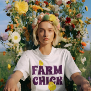Camiseta Engraçado "Pintinho Fazenda"