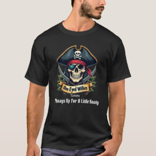 Camiseta Engraçado Pirata Skull Tee - Booty Willies de Um O