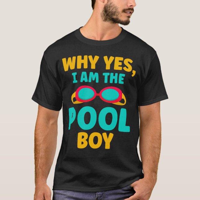 Camiseta Engraçado Piscina Rapaz Nadador Divertido (Frente)