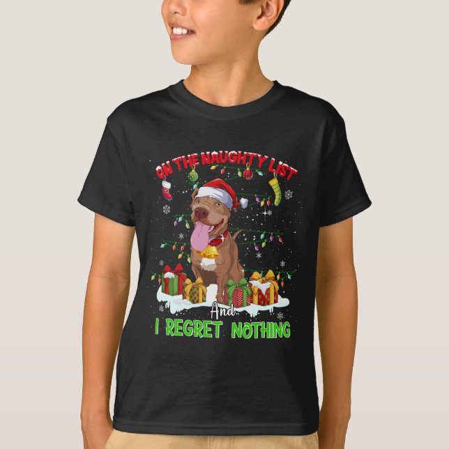 Camiseta Engraçado Pitbull Natal Feio Cachorro Feio (Frente)