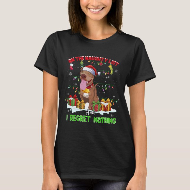 Camiseta Engraçado Pitbull Natal Feio Cachorro Feio (Frente)
