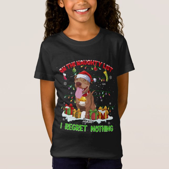 Camiseta Engraçado Pitbull Natal Feio Cachorro Feio (Frente)