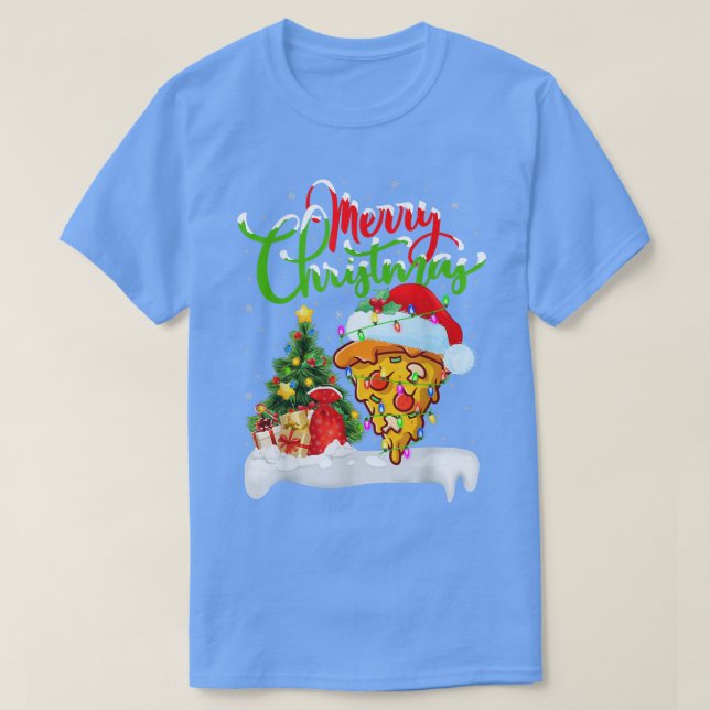 Camiseta Engraçado Pizza Dish Lover Xmas Papais noeis De Il (Frente do Design)
