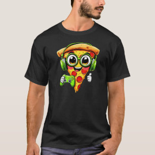 Camiseta Engraçado Pizza Gamer Jogando Comidas Jogadores Jo