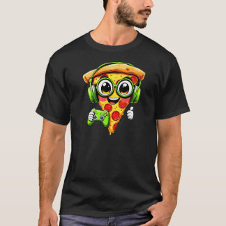 Camiseta Engraçado Pizza Gamer Jogando Comidas Jogadores Jo